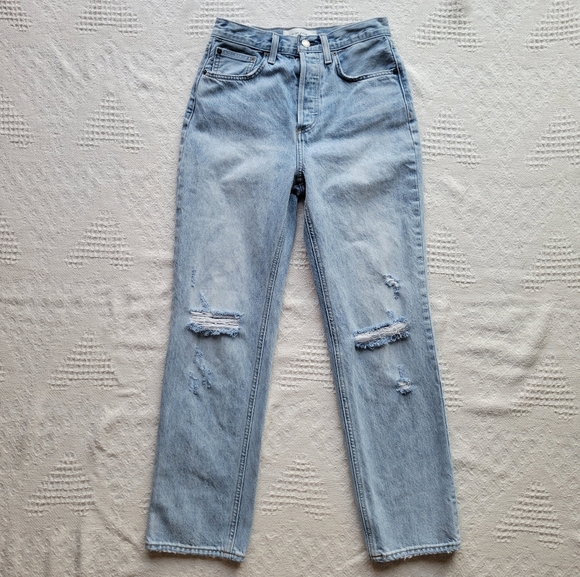 Denim Forum The Joni High Rise Loose 29L Super High-Waisted Distressed Jeans - Picture 2 of 10